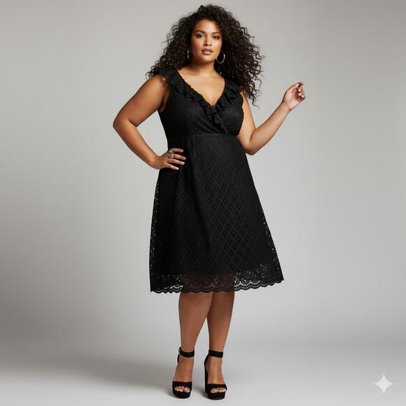 Studio Woman Plus Size Lace Dress 2X Girly Feminine Party Cocktail Babydoll - Picture 1 of 6
